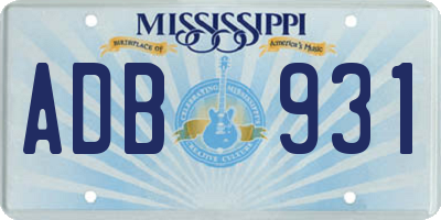 MS license plate ADB931