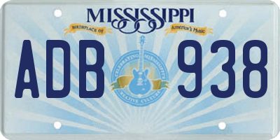 MS license plate ADB938