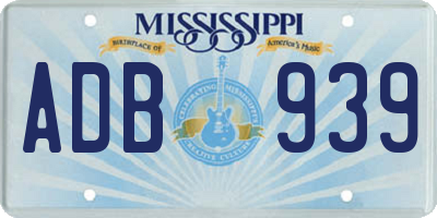 MS license plate ADB939