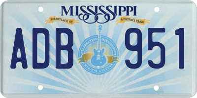 MS license plate ADB951