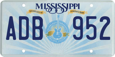 MS license plate ADB952
