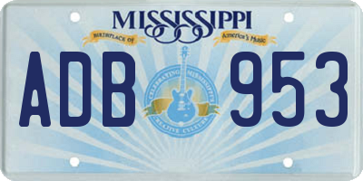 MS license plate ADB953
