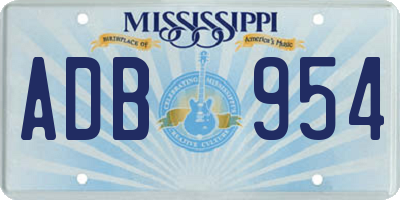 MS license plate ADB954