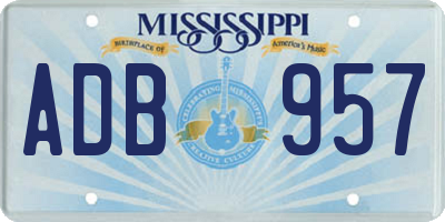 MS license plate ADB957