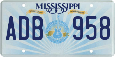 MS license plate ADB958