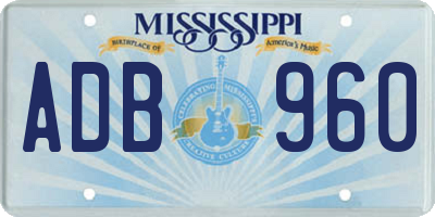 MS license plate ADB960