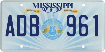 MS license plate ADB961