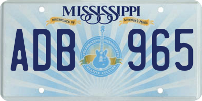 MS license plate ADB965