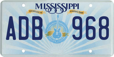 MS license plate ADB968