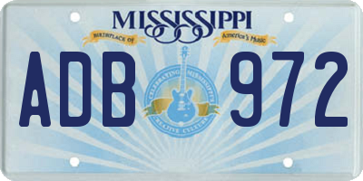 MS license plate ADB972