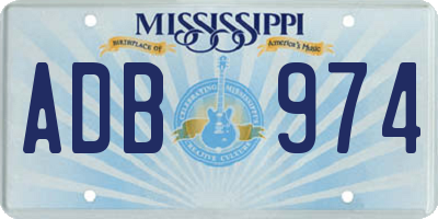 MS license plate ADB974