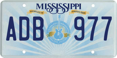 MS license plate ADB977