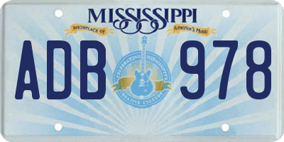 MS license plate ADB978