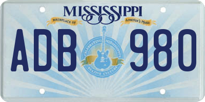 MS license plate ADB980