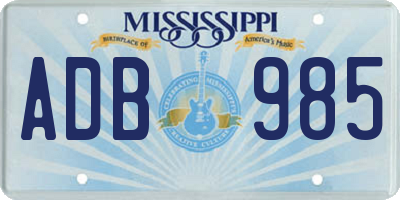 MS license plate ADB985