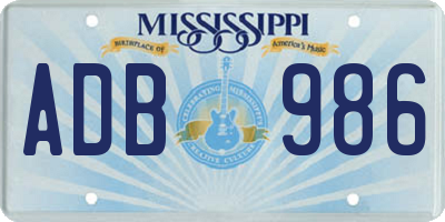 MS license plate ADB986