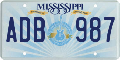 MS license plate ADB987
