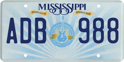 MS license plate ADB988