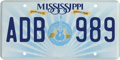 MS license plate ADB989
