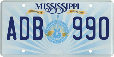 MS license plate ADB990