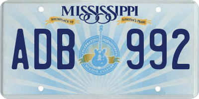 MS license plate ADB992