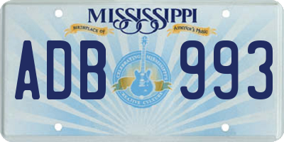 MS license plate ADB993
