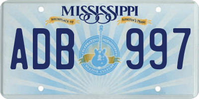 MS license plate ADB997