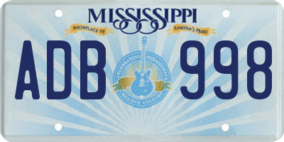 MS license plate ADB998