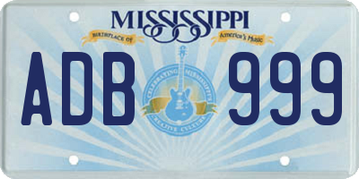 MS license plate ADB999