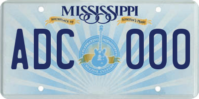 MS license plate ADC000