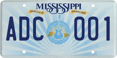 MS license plate ADC001