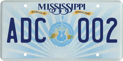 MS license plate ADC002