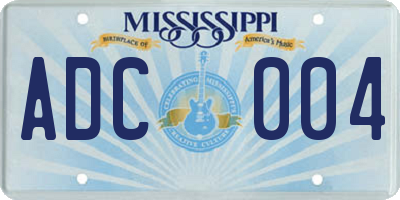 MS license plate ADC004