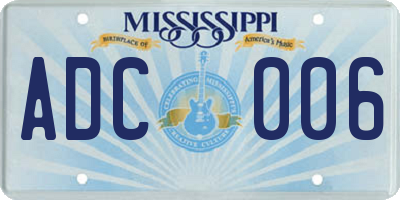 MS license plate ADC006