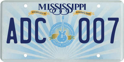 MS license plate ADC007