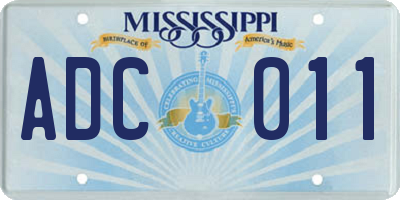 MS license plate ADC011