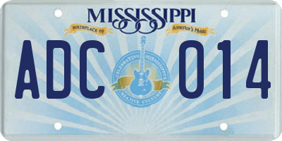 MS license plate ADC014