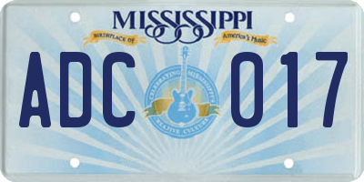 MS license plate ADC017