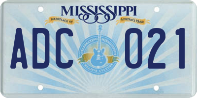 MS license plate ADC021