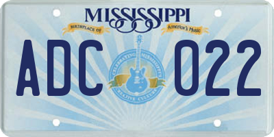 MS license plate ADC022