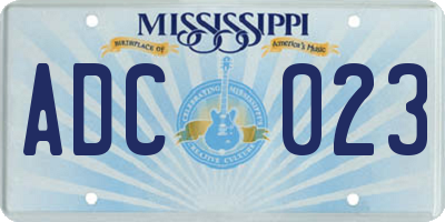 MS license plate ADC023