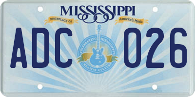 MS license plate ADC026