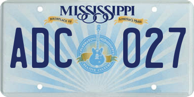 MS license plate ADC027