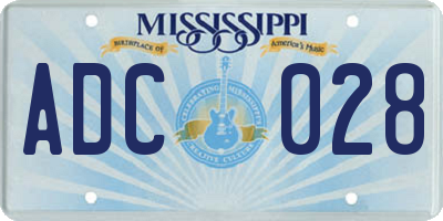 MS license plate ADC028