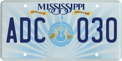 MS license plate ADC030