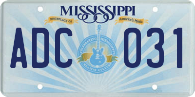 MS license plate ADC031