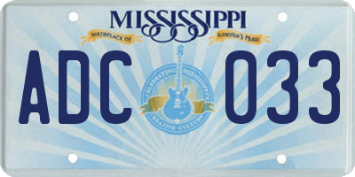 MS license plate ADC033