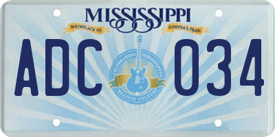 MS license plate ADC034
