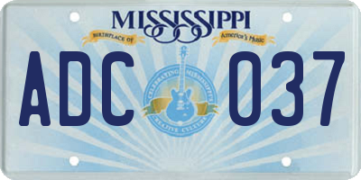MS license plate ADC037