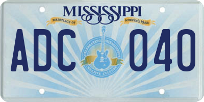MS license plate ADC040